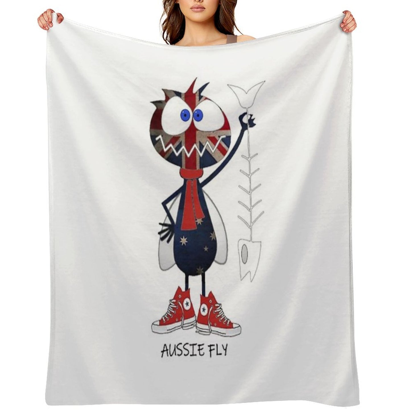 Aussie Fly Cartoon Critter Throw Blanket