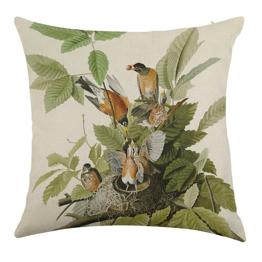 American Robin - John James Audubon Birds of America Linen Throw Pillow Cover