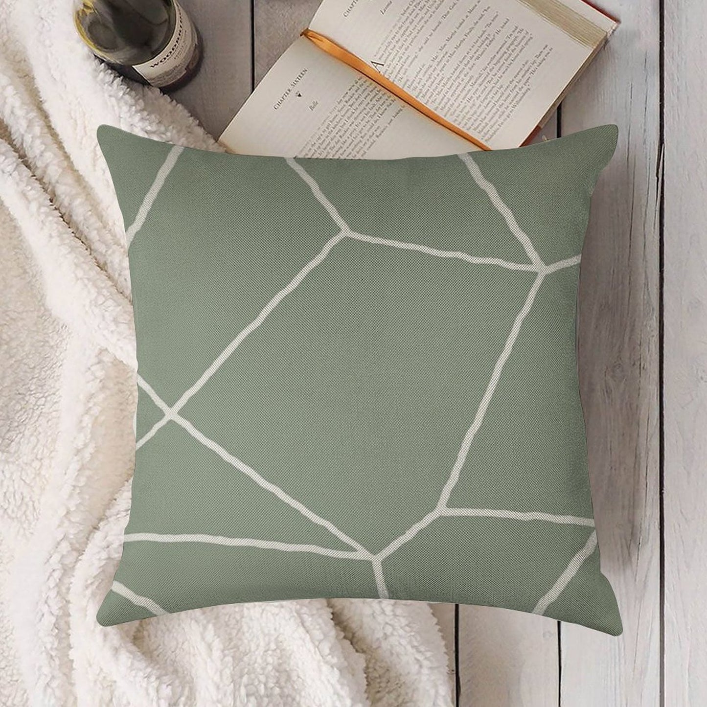 Geometric Sage Green Throw Pillow Linen Throw Pillow Cover