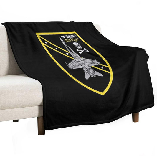 FA-18 Hornet Jolly Rogers Throw Blanket