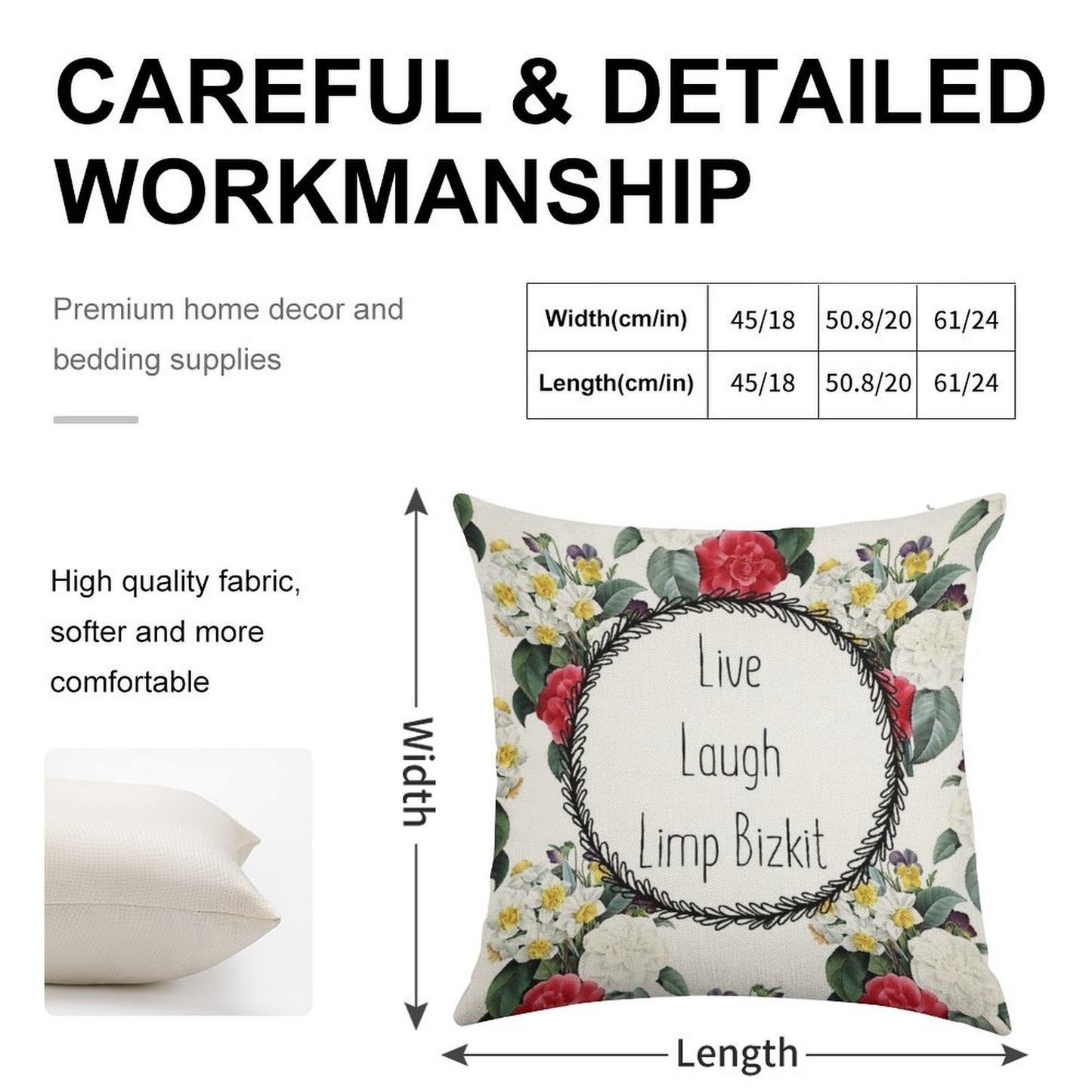 Live Laugh Limp Bizkit Linen Throw Pillow Cover