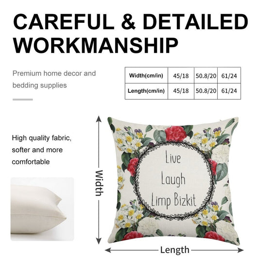 Live Laugh Limp Bizkit Linen Throw Pillow Cover