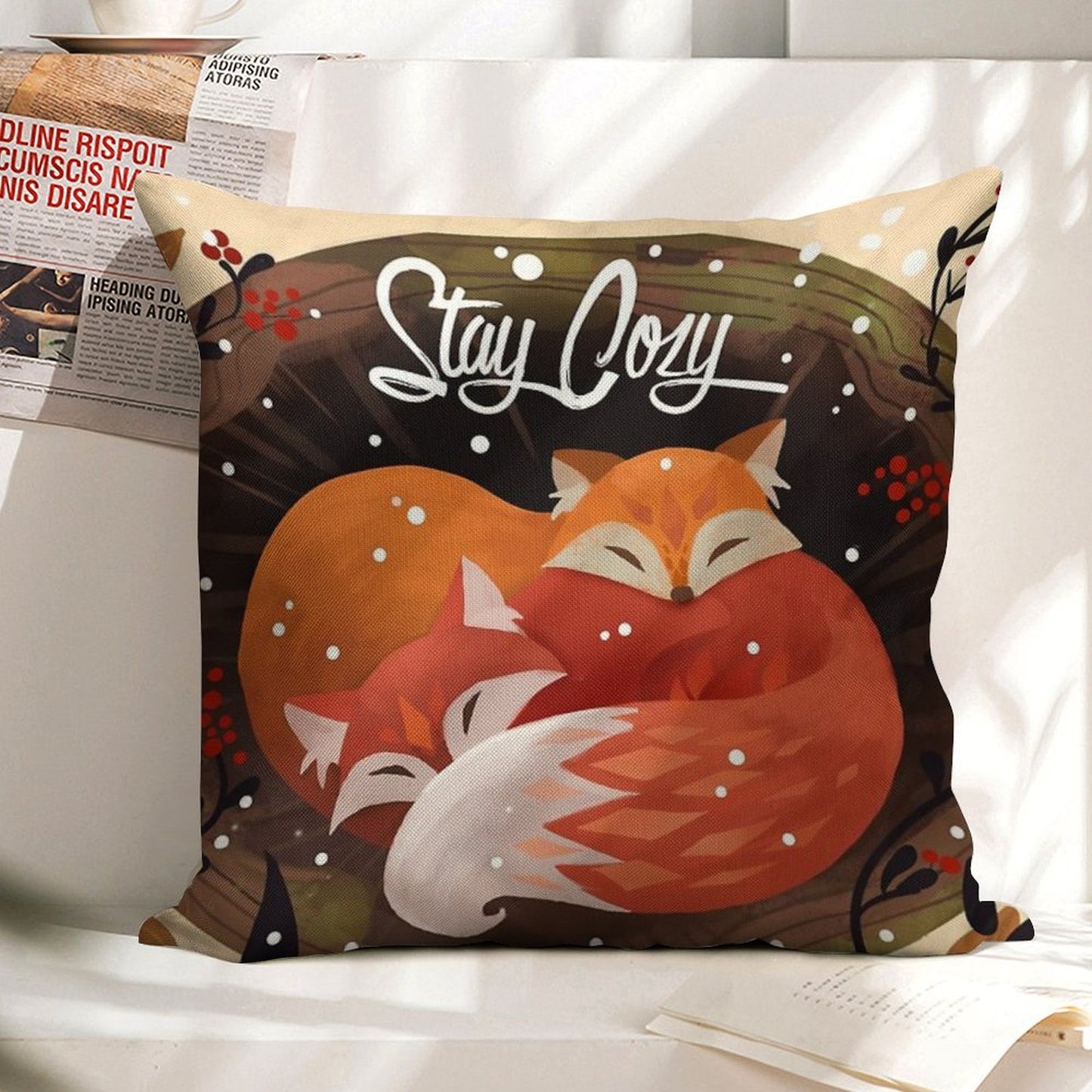 Stay Cozy Linen Throw Pillow Cover