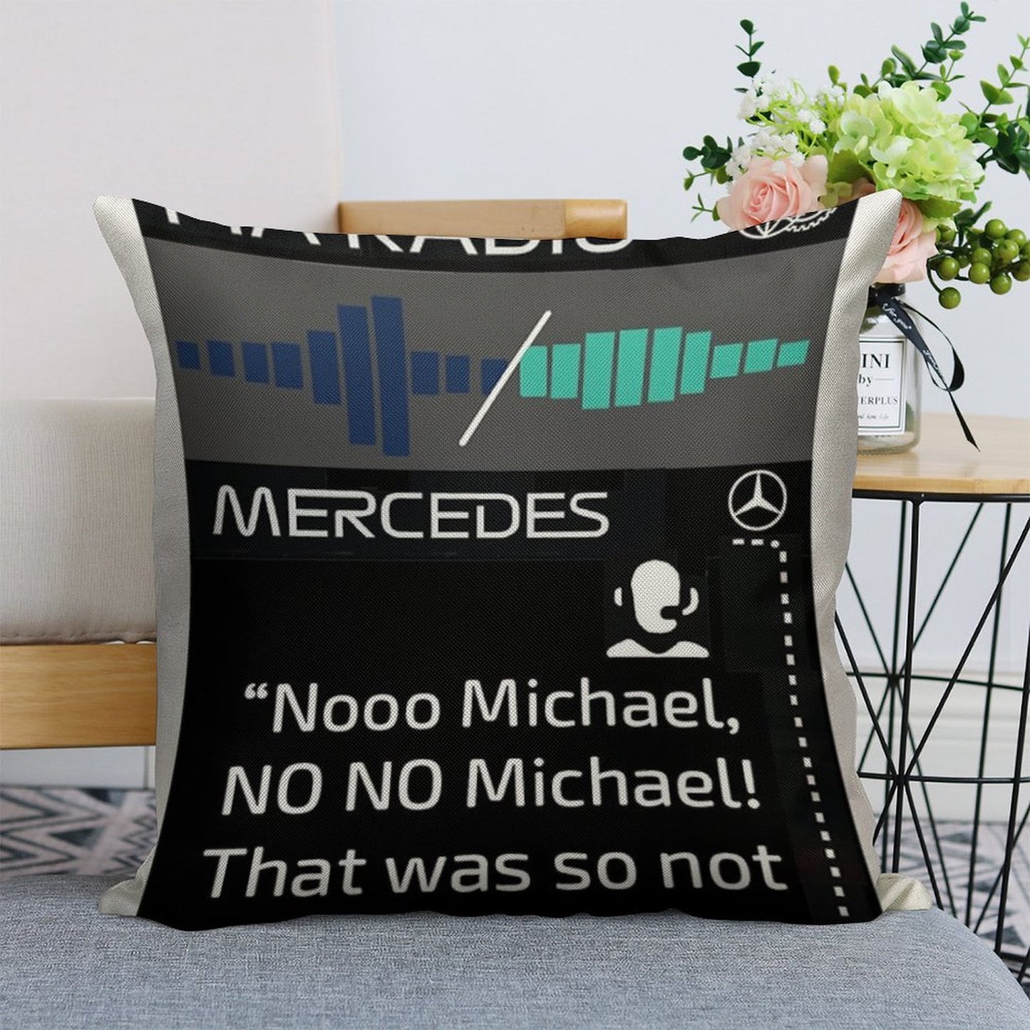 Toto Wolff Angry Team Radio Abu Dhabi 2021 Linen Throw Pillow Cover