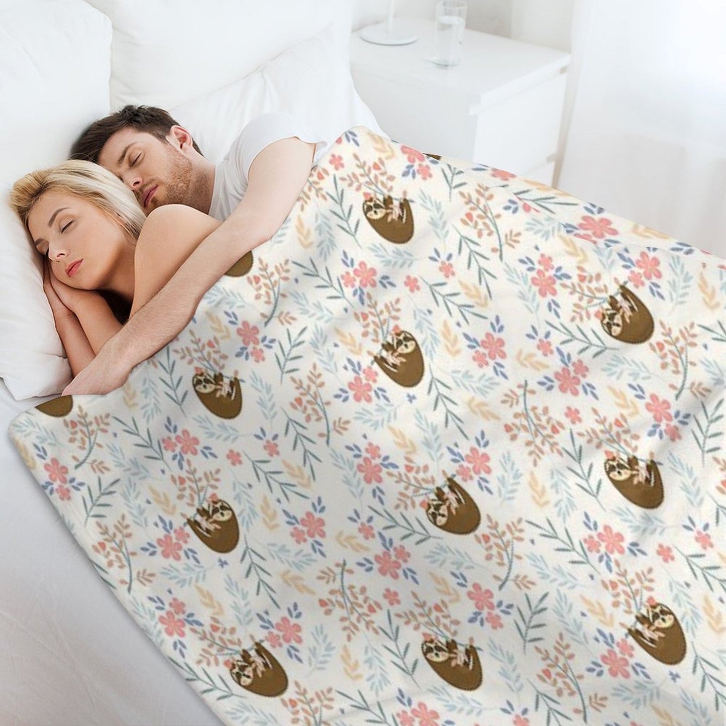 Baby Flower With Sloth Throw Blanket