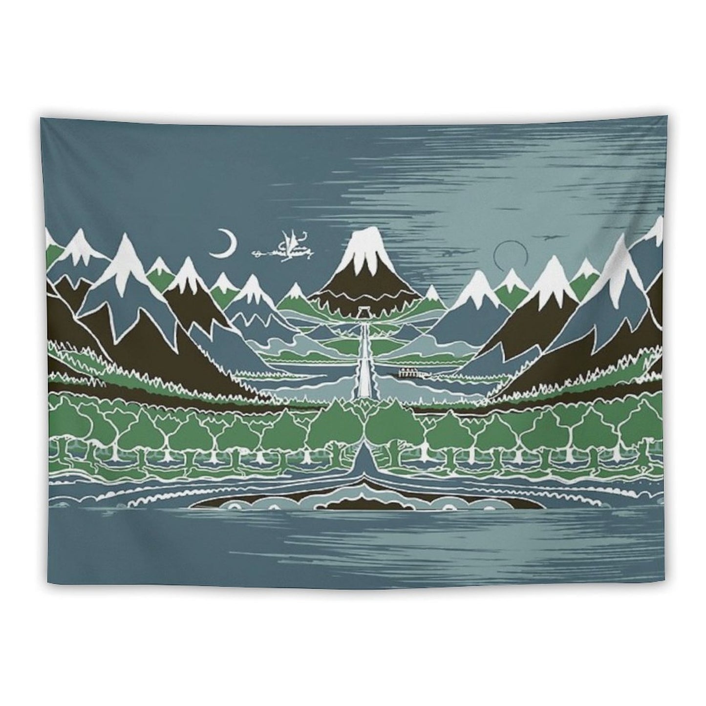 Forest Mountain Path in The Style of J.R.R.Tolkien Tapestry