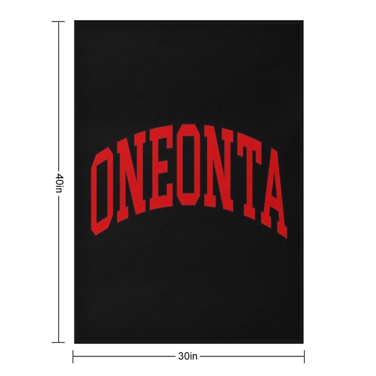 Oneonta - College Font Curved Throw Blanket