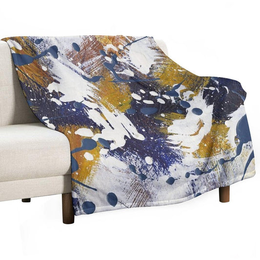 Blue And Gold Abstract Throw Blanket