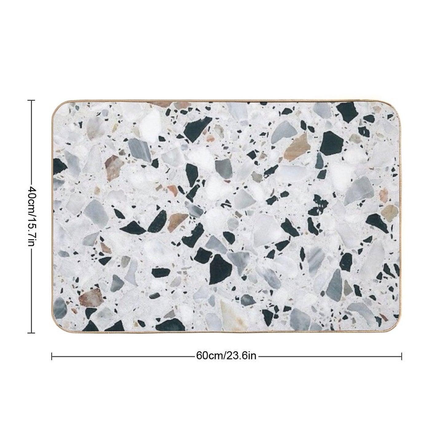 Terrazzo Black, White, Grey And Bronze Bath Mat