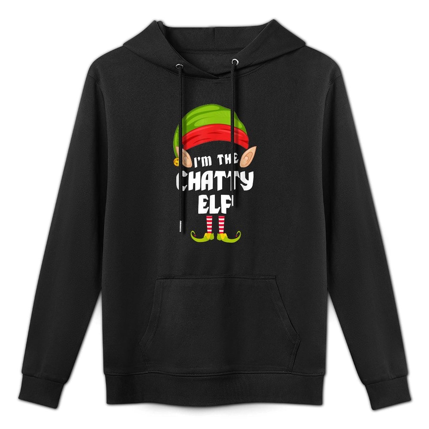 Funny Chatty Elf Matching Family Group PJ Christmas Cotton-Polyester Blend Hoodie