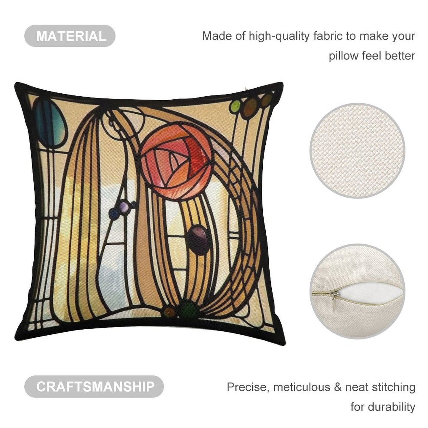 MacIntosh Rose Linen Throw Pillow Cover