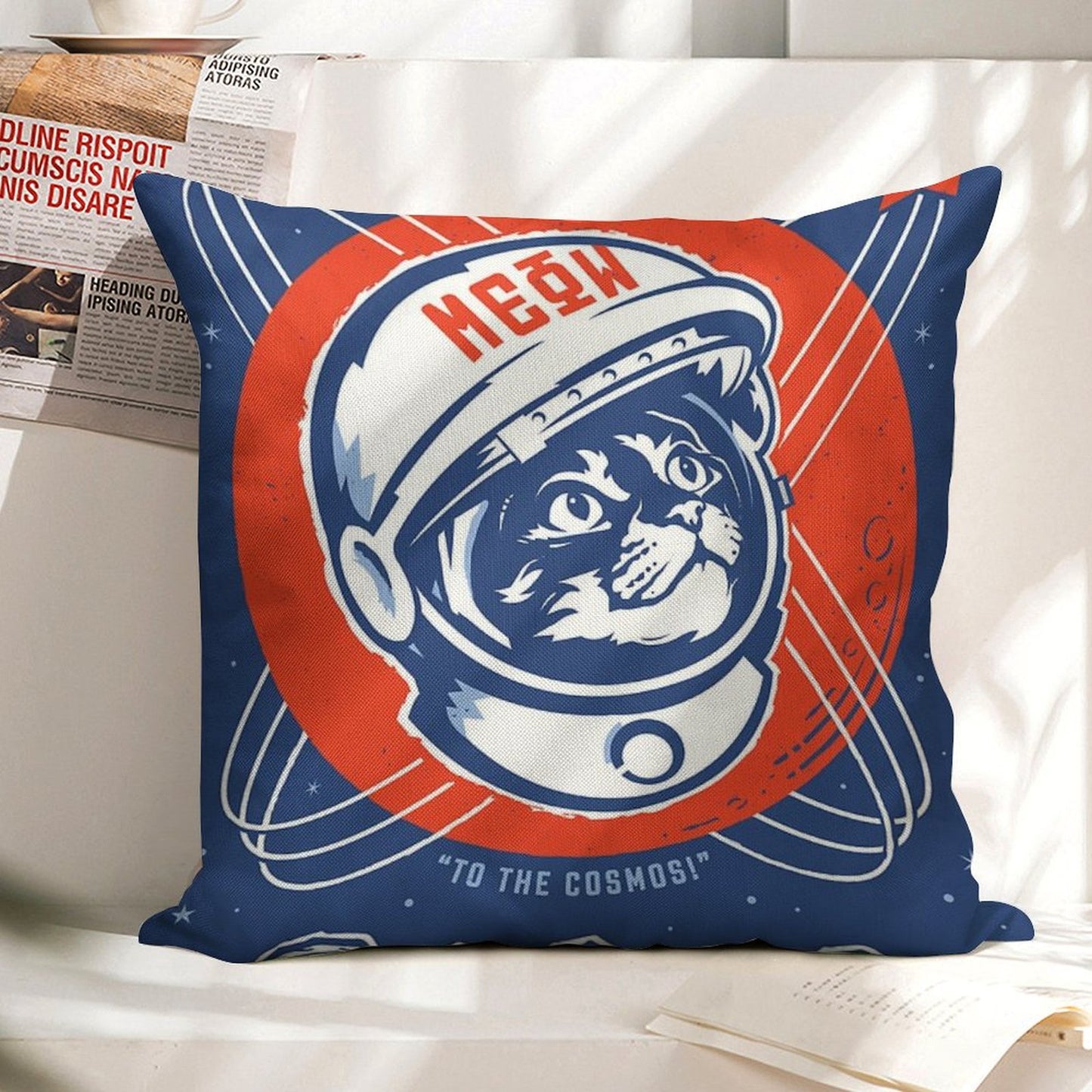 BELIEVE! To The Cosmos - Meow, Long Live The Kitty! Linen Throw Pillow Cover