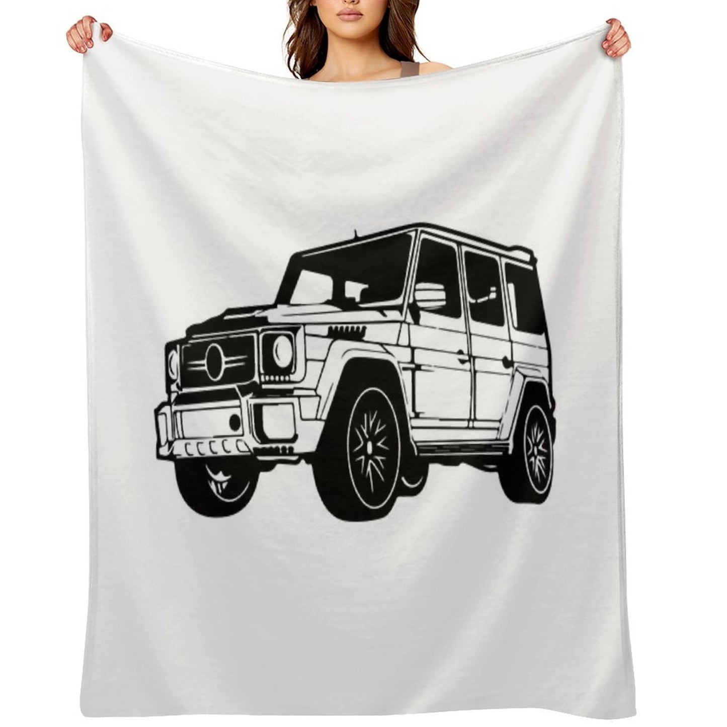 Mercedes G Class White Throw Blanket