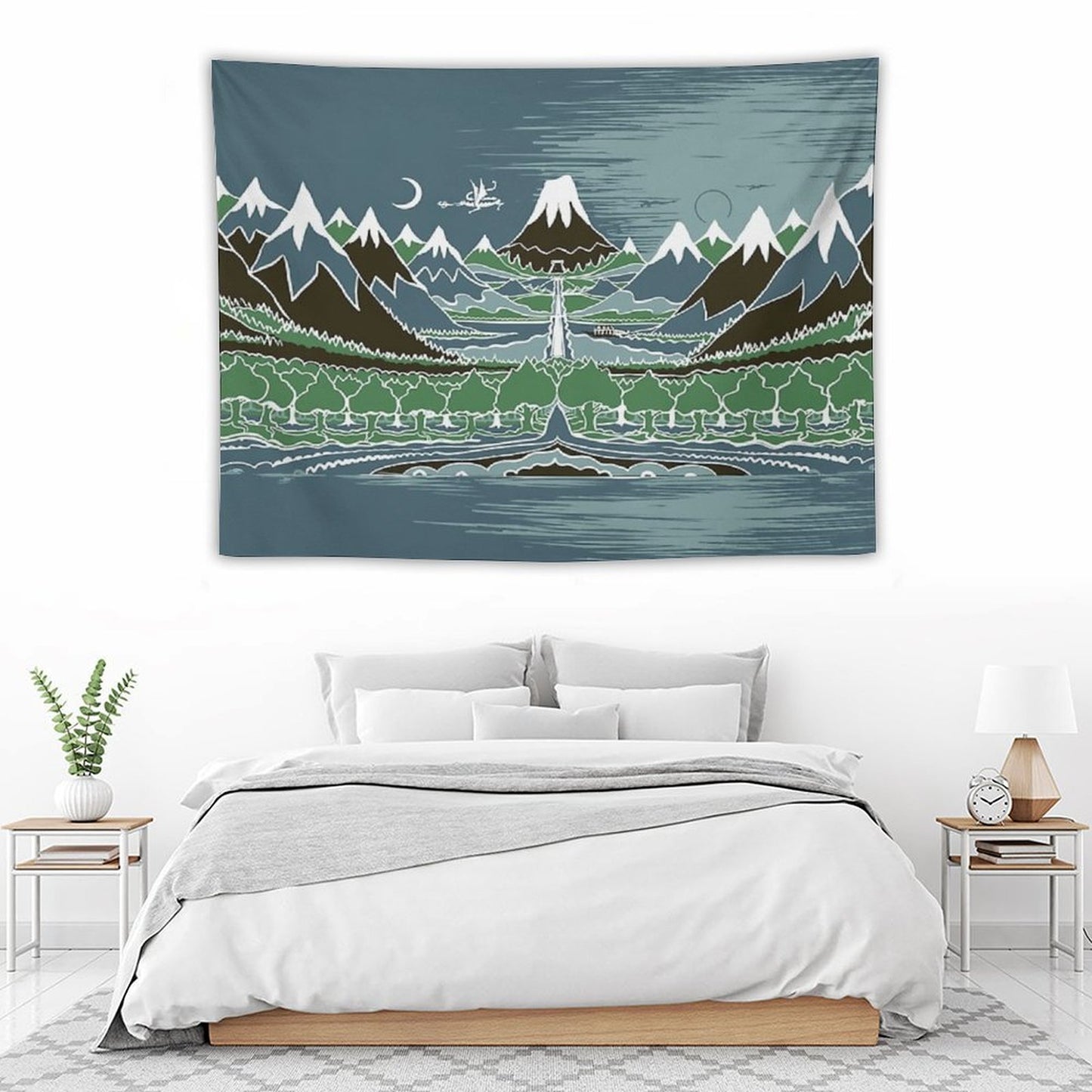 Forest Mountain Path in The Style of J.R.R.Tolkien Tapestry