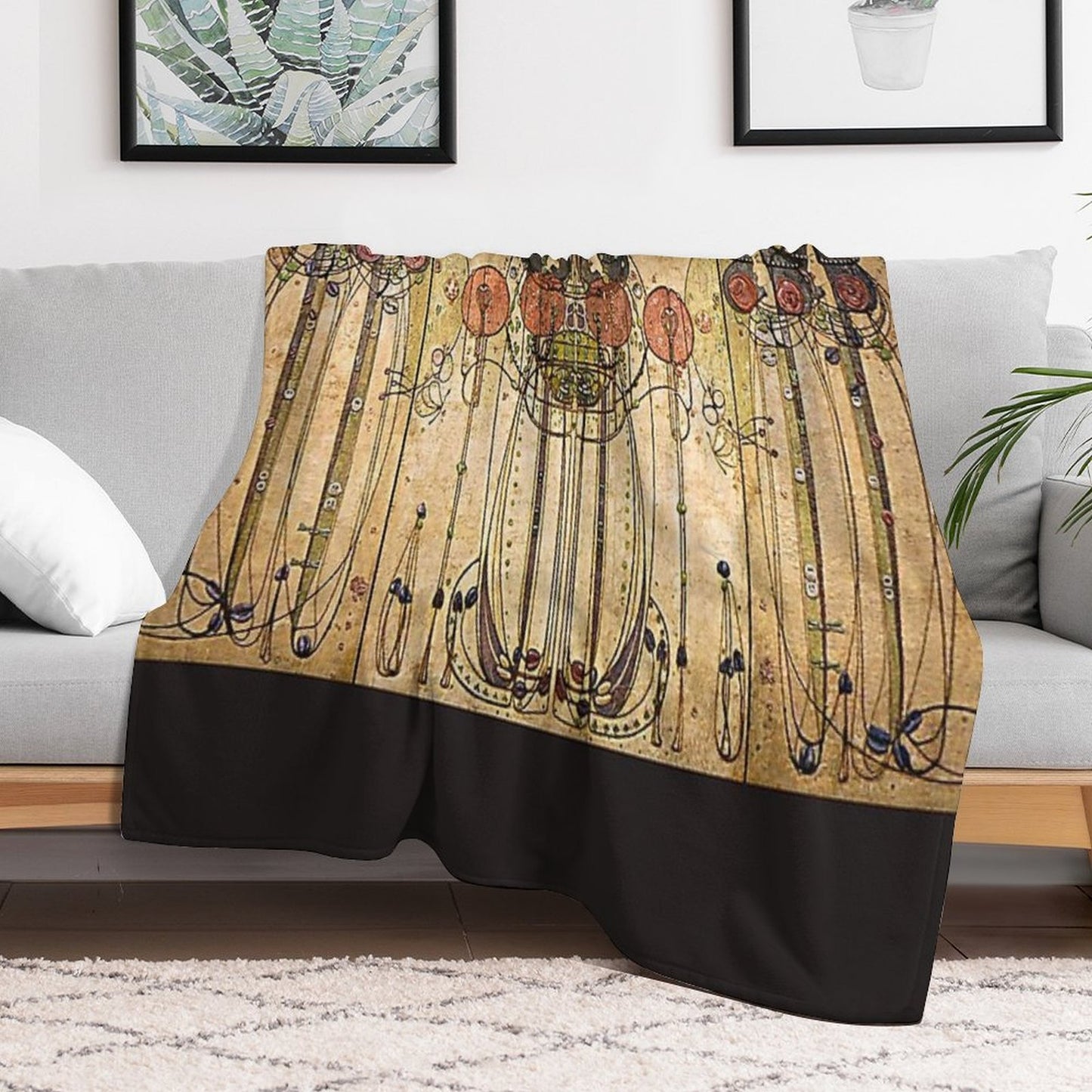Art Nouveau Charles Mackintosh The Wassail Throw Blanket