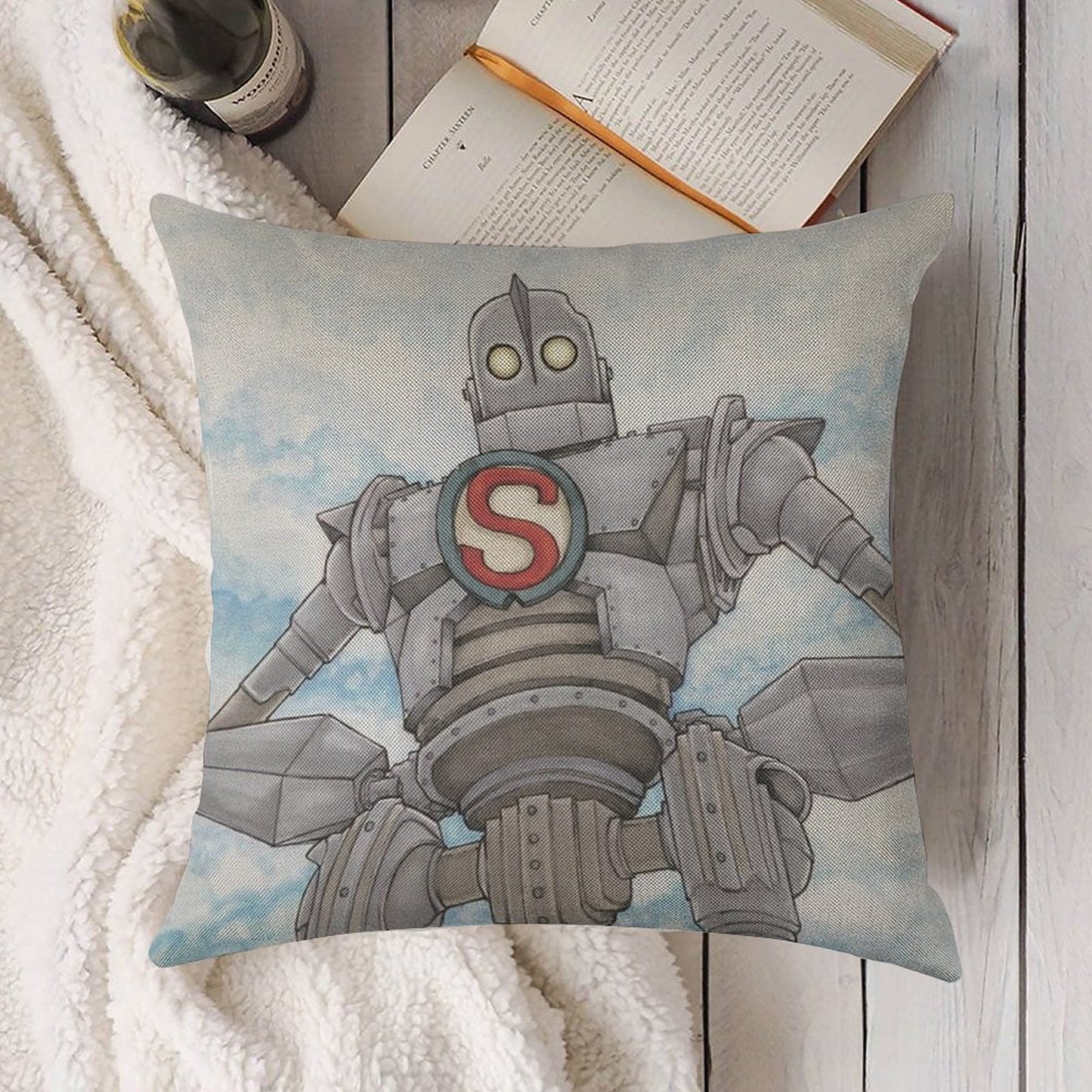 The Iron Giant Animated Movie Linen Throw Pillow Cover