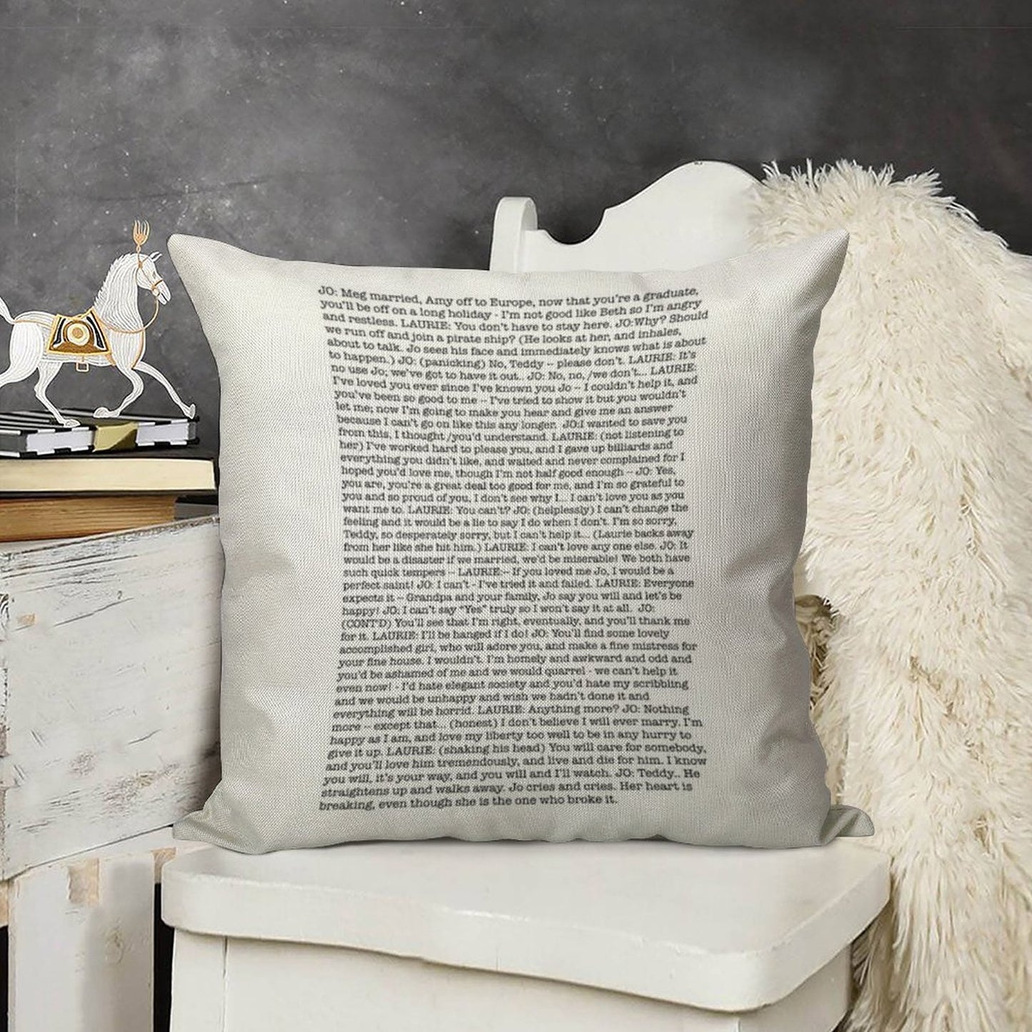 That One Scene In Little Women Linen Throw Pillow Cover