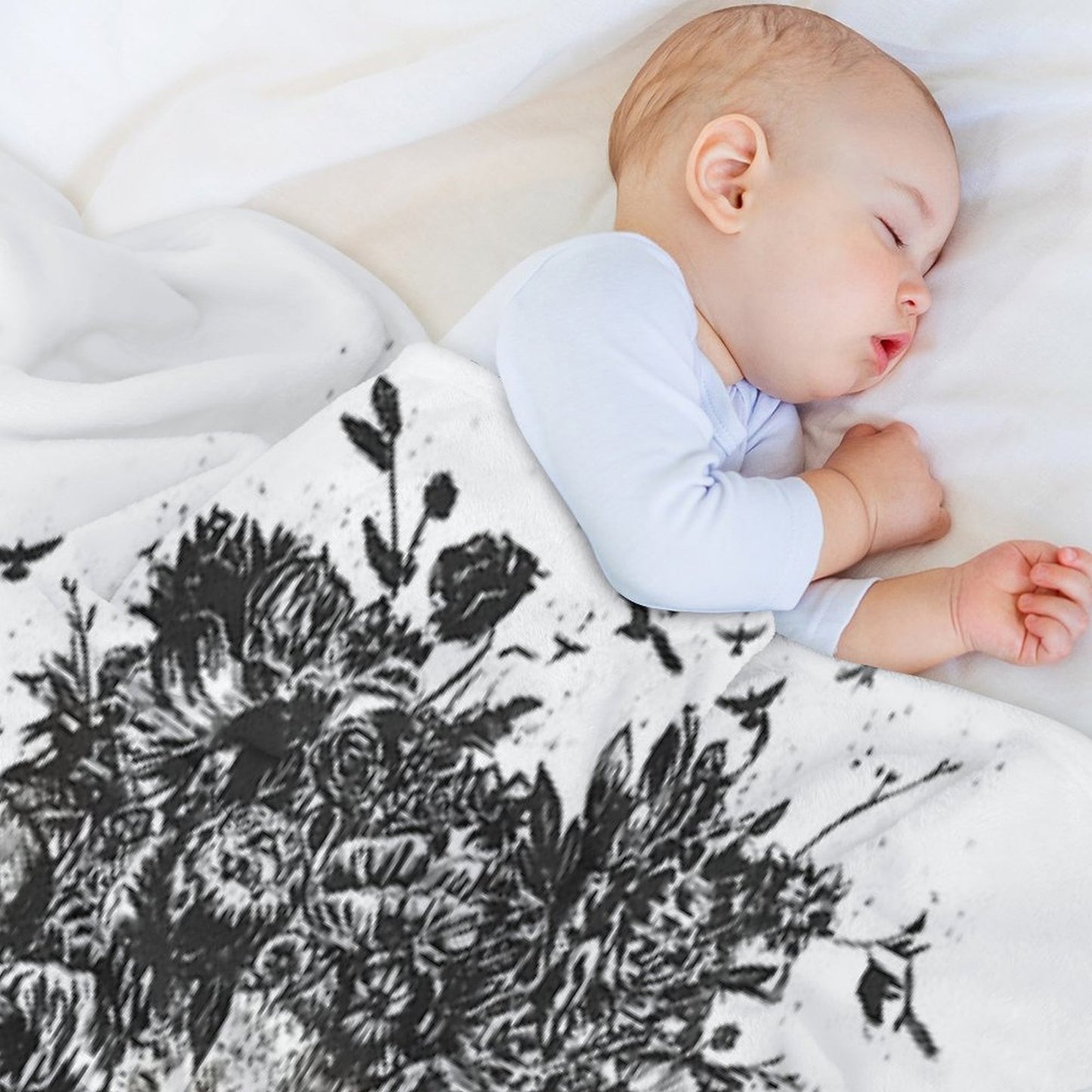 Floral Lion (bw) Throw Blanket