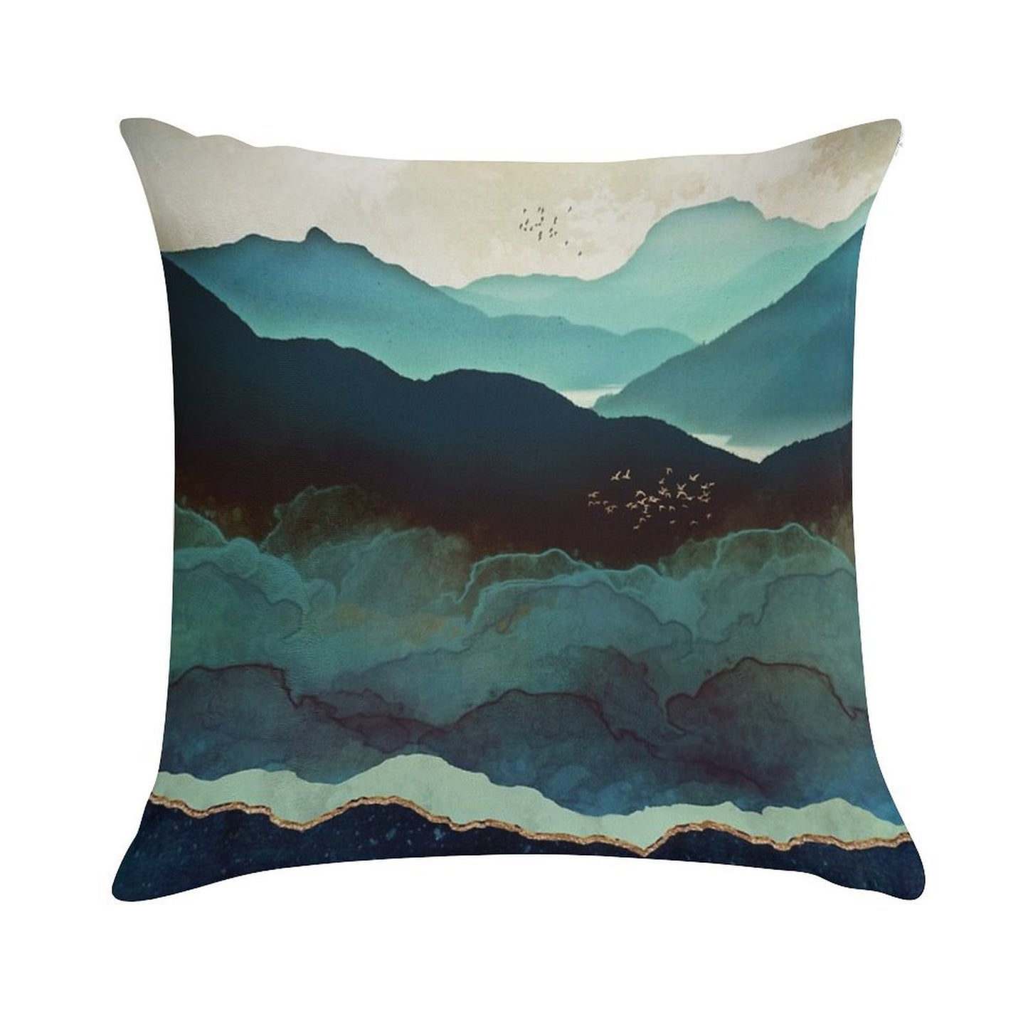 Indigo Mountains Soft Washable Throw Pillow
