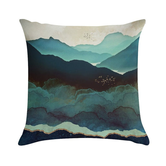 Indigo Mountains Soft Washable Throw Pillow