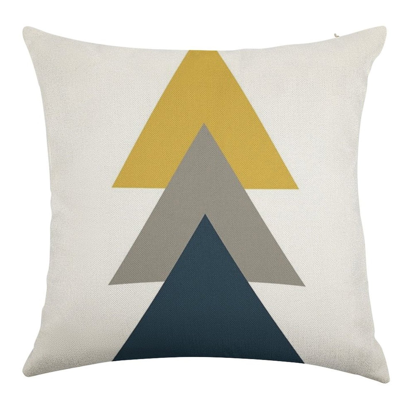 Triangle Trio. Minimalist Geometric in Light Mustard Yellow, White, Grey, And Navy Blue Linen Throw Pillow Cover