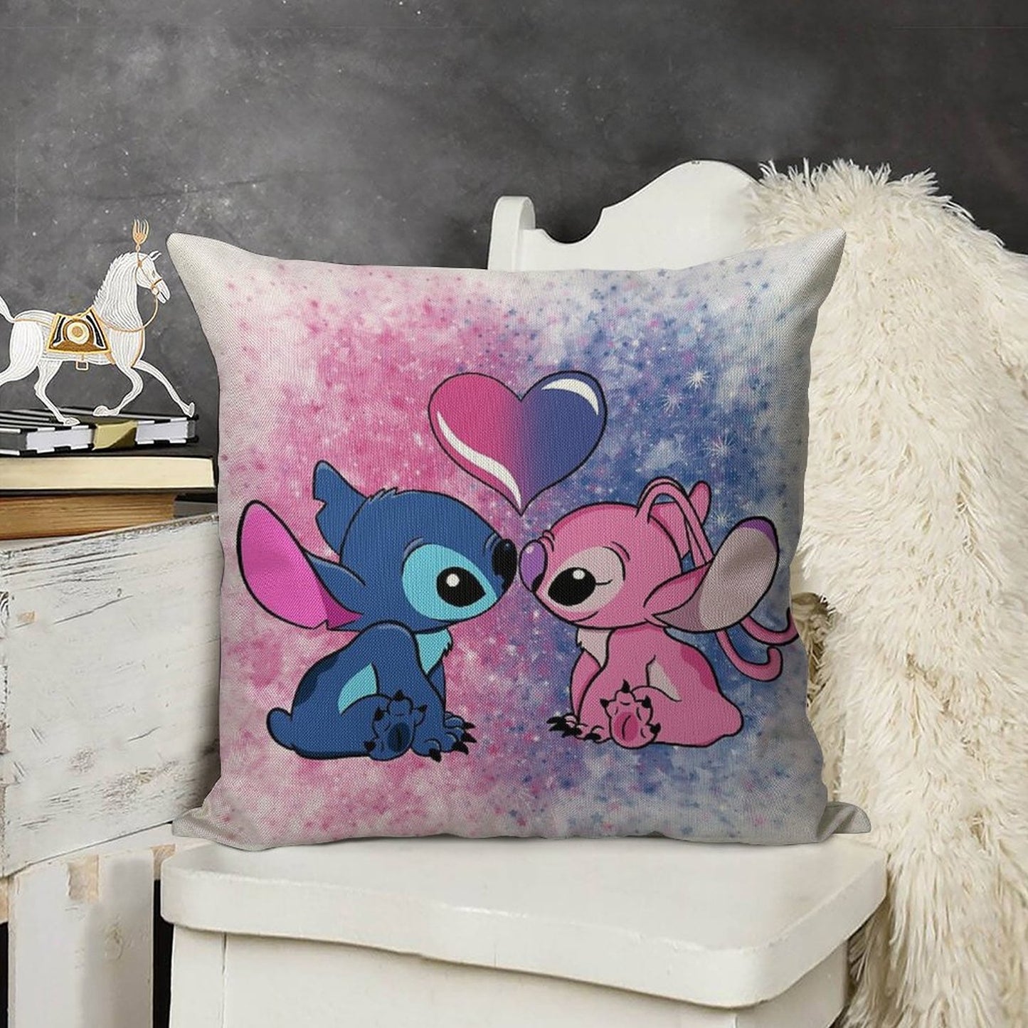 Stitch And Angel Linen Throw Pillow Cover