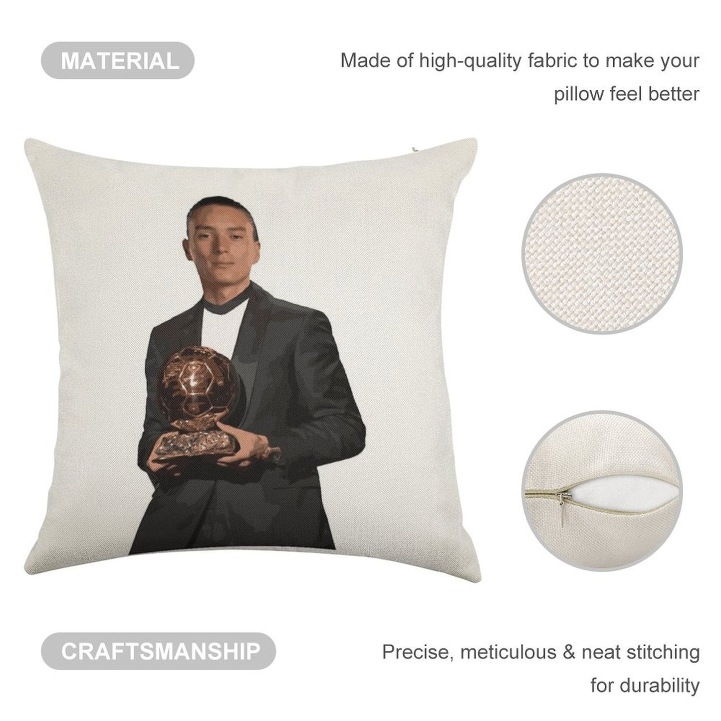 Darwin Nunez Ballon D'or Linen Throw Pillow Cover