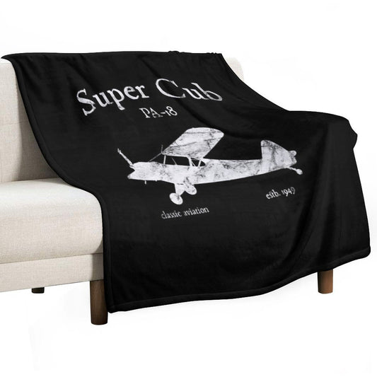 PA-18 Super Cub Airplane Classic Vintage Design Throw Blanket