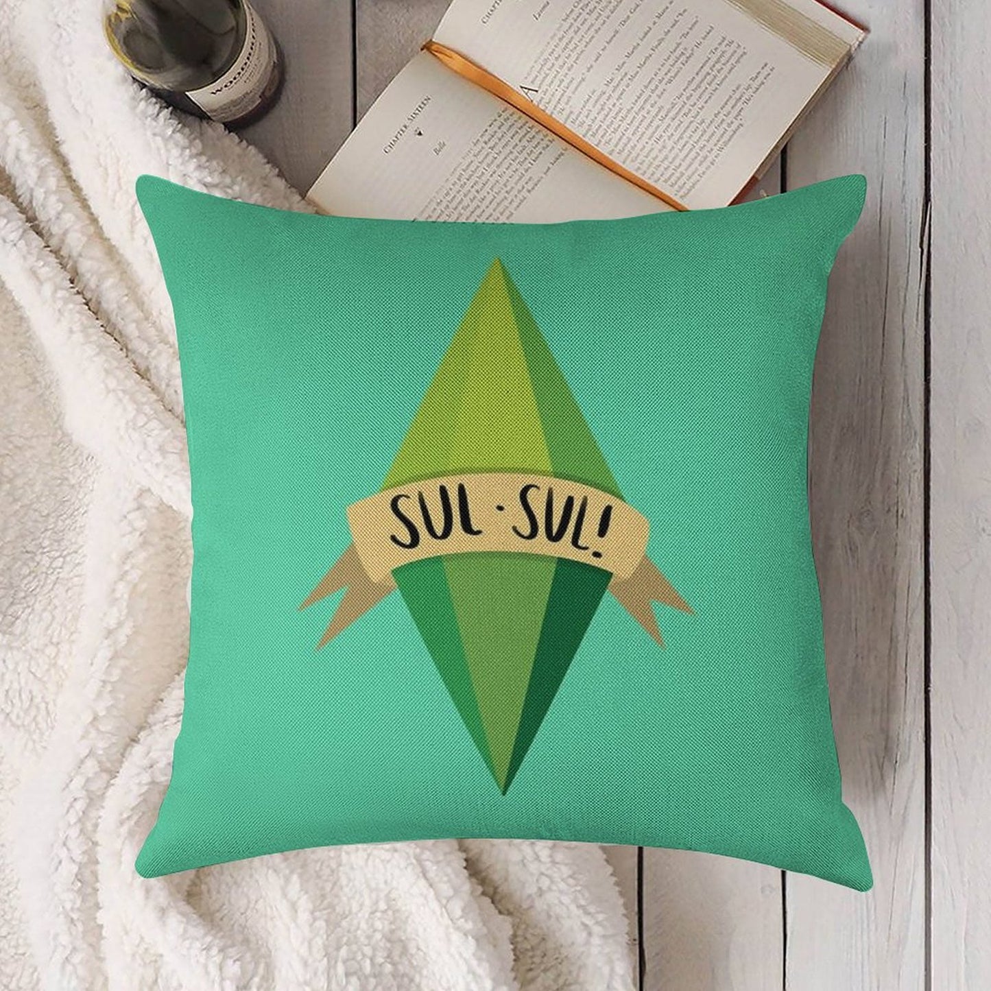 Plumbob Linen Throw Pillow Cover