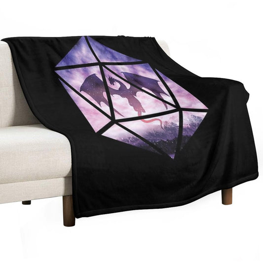Purple Sky Dragon D20 Throw Blanket