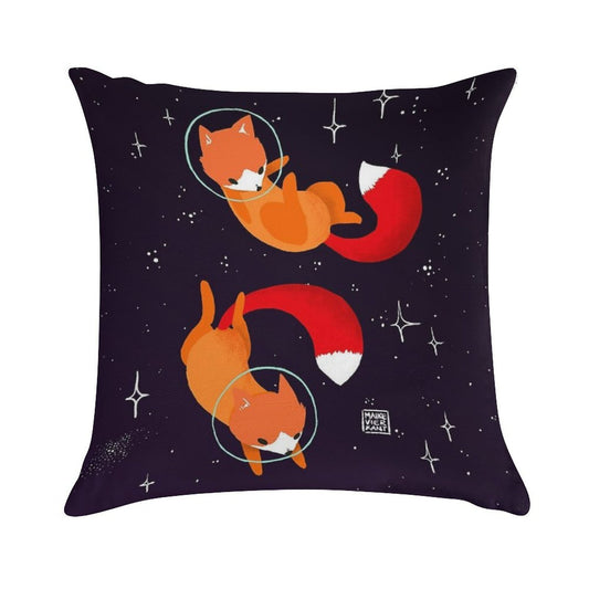 Space Foxes Soft Bedroom Essential Throw Pillow