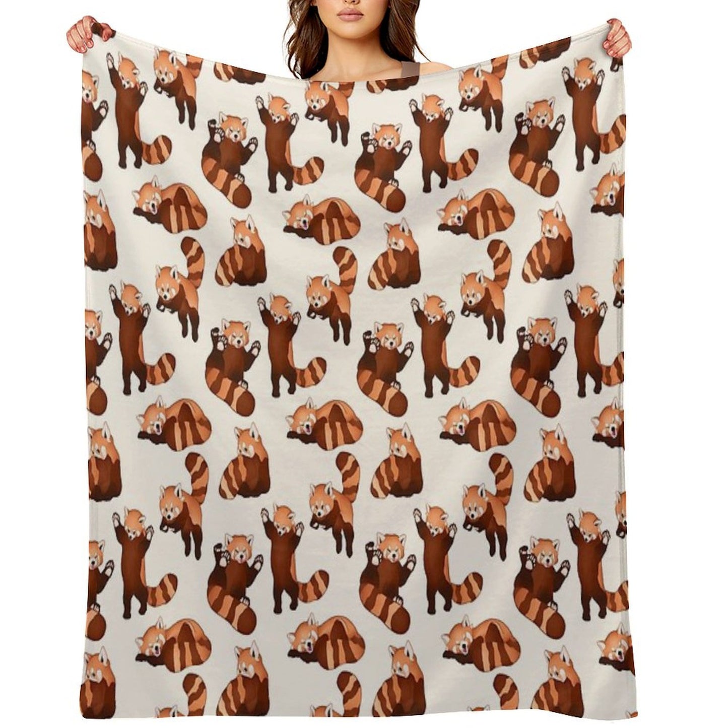 Red Panda Pattern Throw Blanket