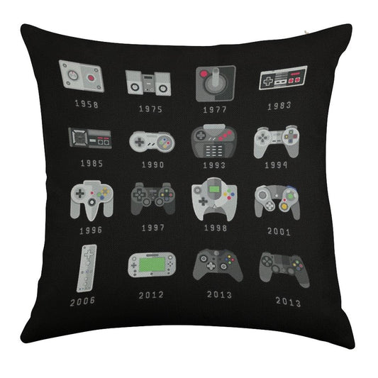 Geek Gaming Controllers Linen Throw Pillow Cover