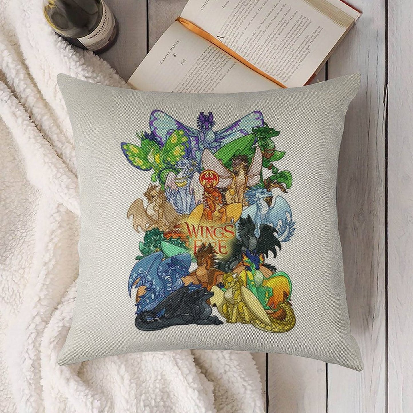 Wings of Fire Linen Throw Pillow Cover