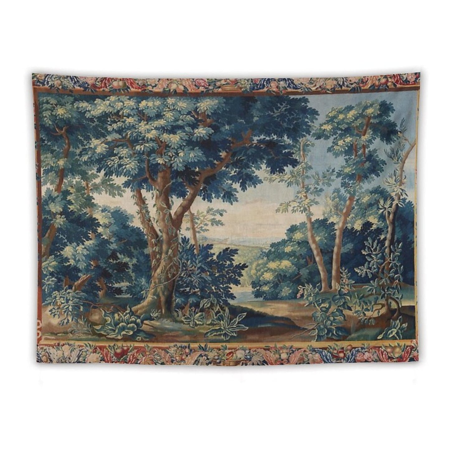 GREENERY, TREES IN WOODLAND LANDSCAPE Antique Flemish Tapestry Tapestry