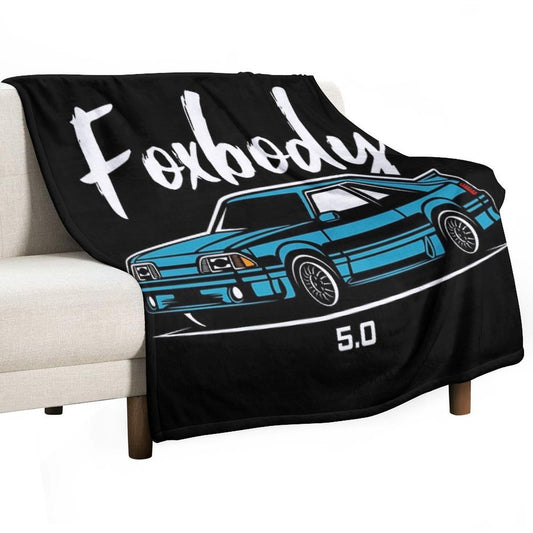 Blue Racing Fox Body Stang Throw Blanket