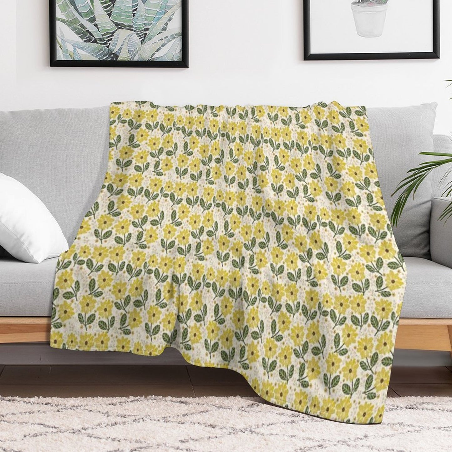 Golden Bloom Throw Blanket