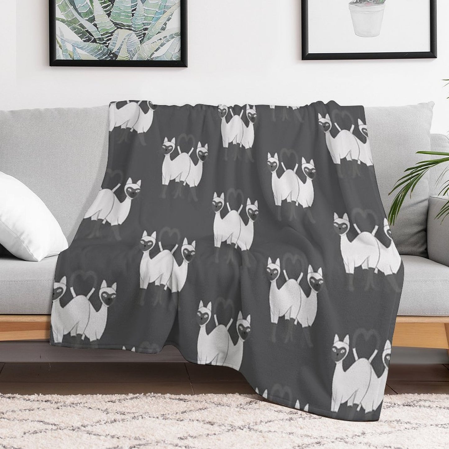 Siamese Love Cats Throw Blanket