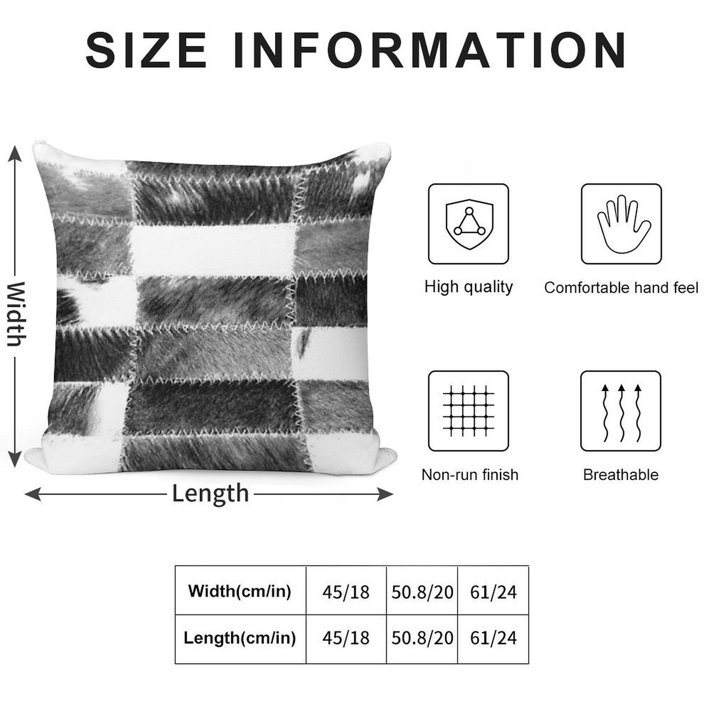 Patchwork Cowhide Rug Soft Home Decor Throw Pillow