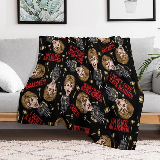 Black Judge Judy Print Throw Blanket