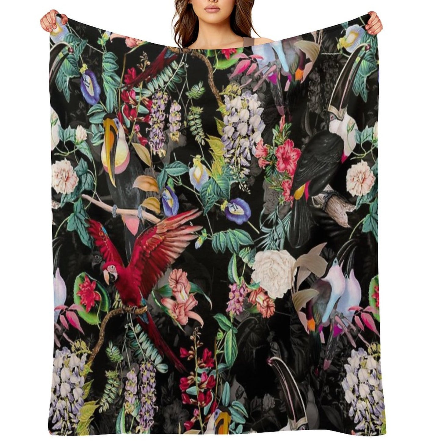 Floral And Birds IX Throw Blanket
