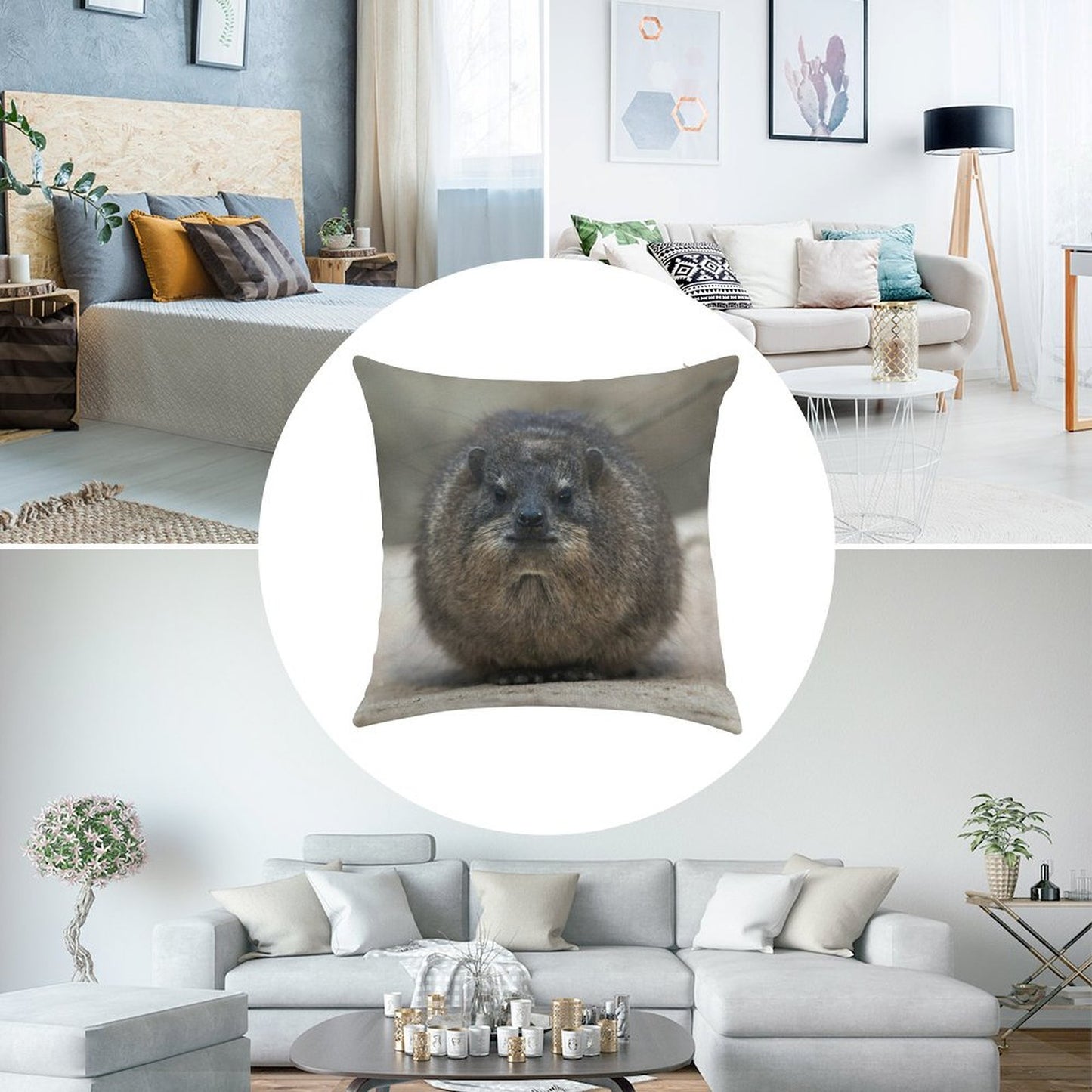 Rock Hyrax Linen Throw Pillow Cover