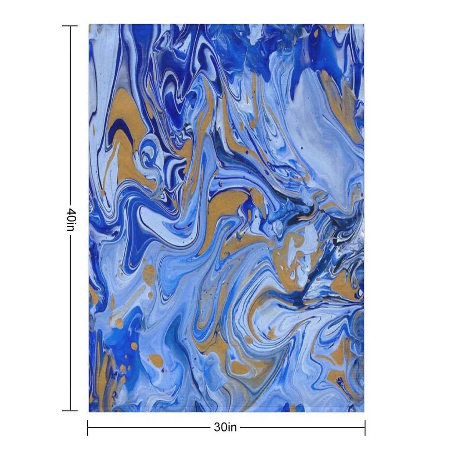 Blue And Gold Sky Swirl Acrylic Painted Art Throw Blanket