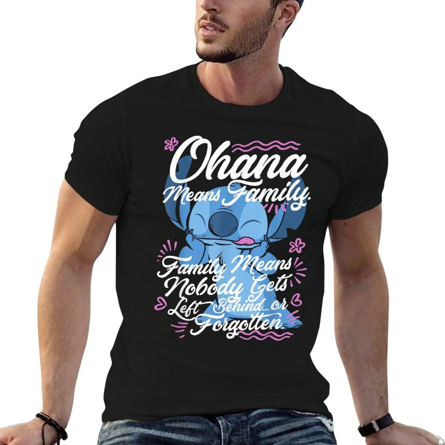 Disney Lilo Stitch Stitch Day Ohana Means Family Ribbed Collar T-Shirt