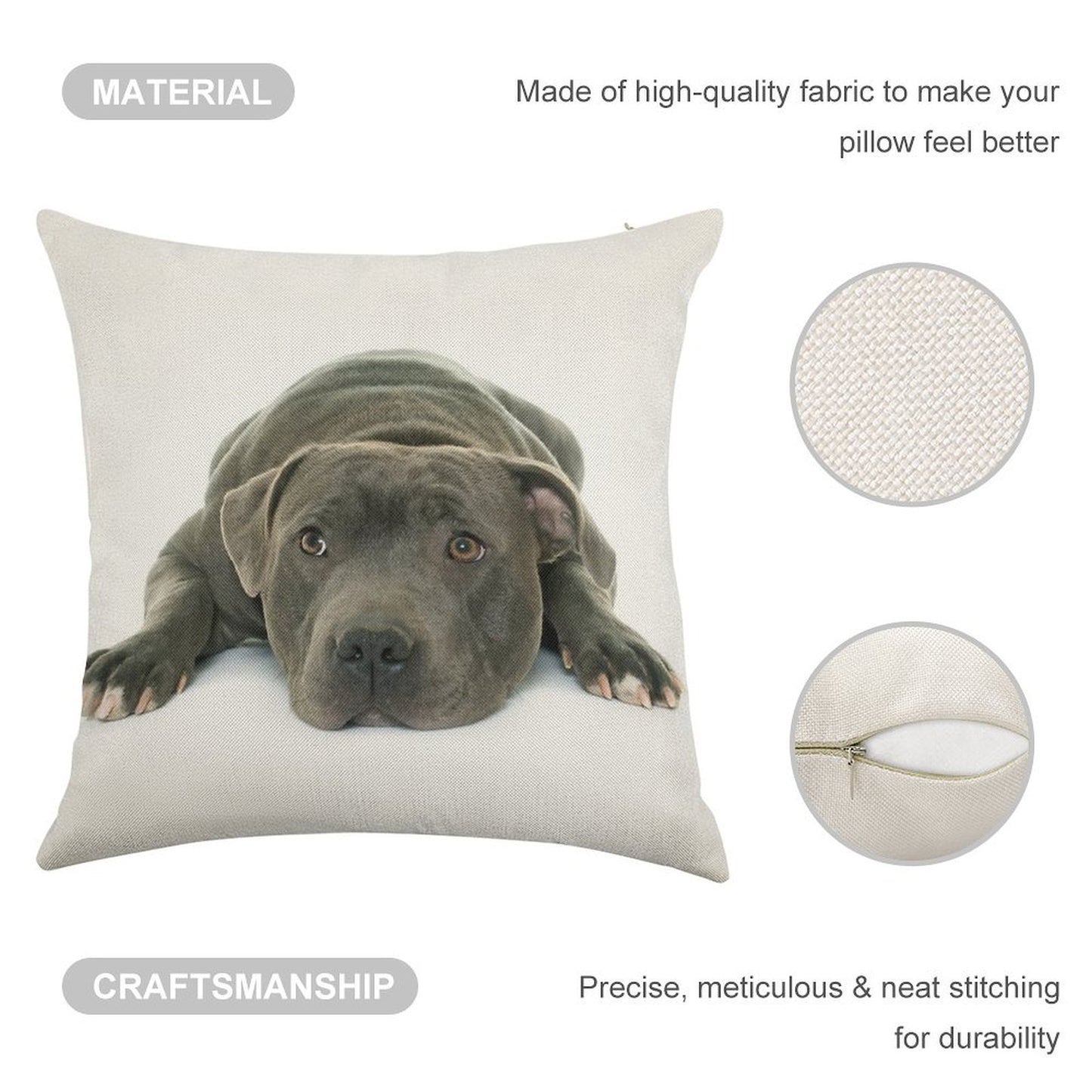 Blue Staffordshire Bull Terrier Super Cute Puppy Eyes Linen Throw Pillow Cover