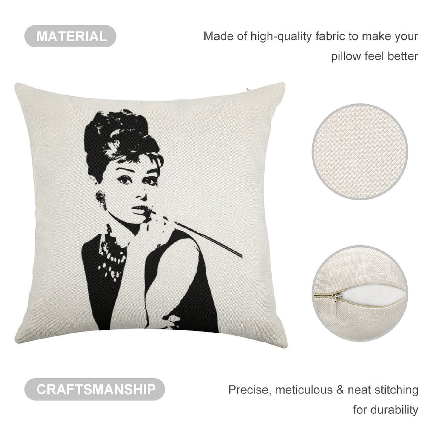Audrey Hepburn - An Icon Linen Throw Pillow Cover