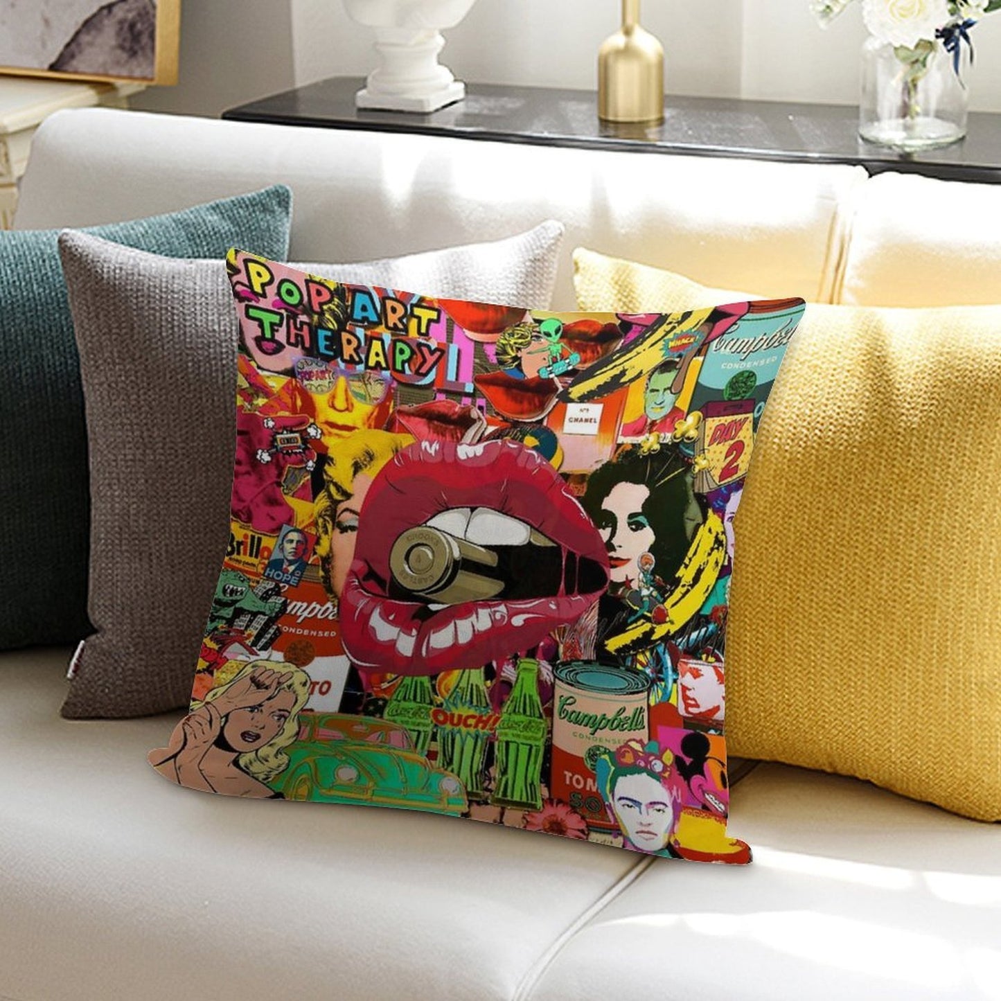 Pop Art Therapy Soft Easy Maintenance Throw Pillow