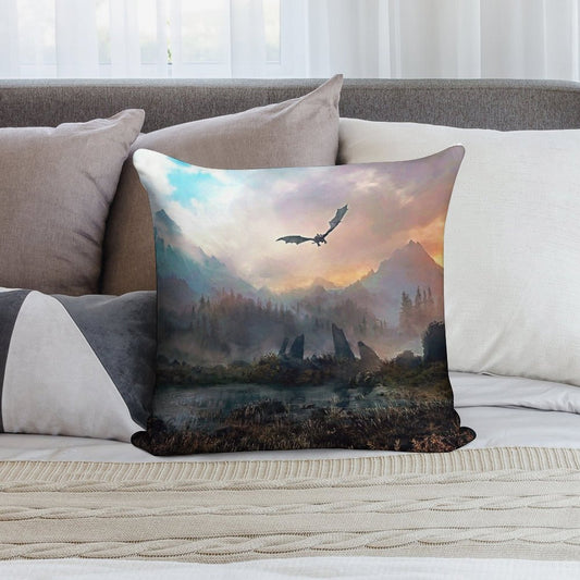 Dragon Mountain Soft Hidden Zipper Throw Pillow
