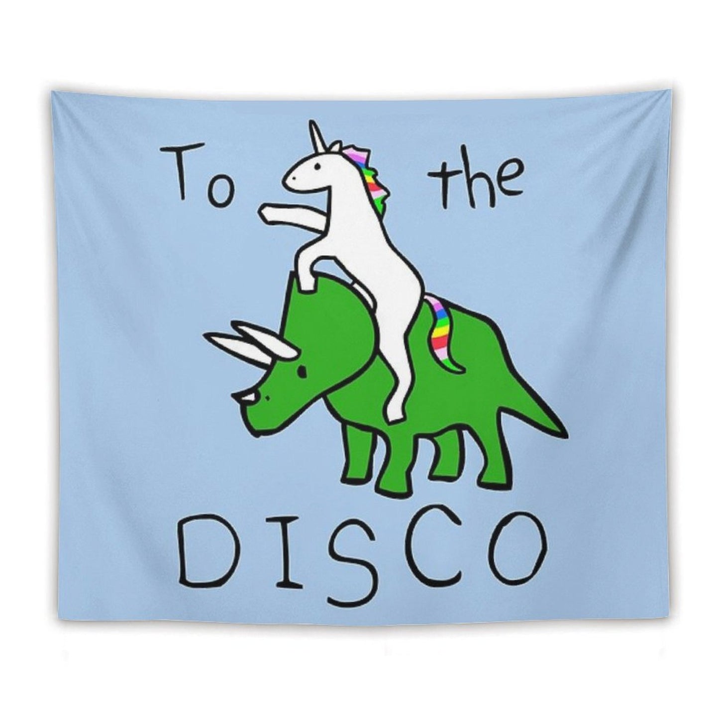 To The Disco (Unicorn Riding Triceratops) Tapestry