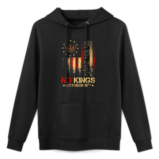 No Kings Vintage America 1776 October 18 Breathable Fabric Hoodie